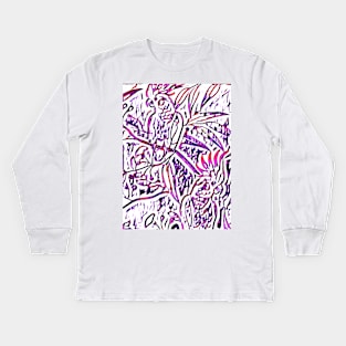 Purple Parrots Kids Long Sleeve T-Shirt